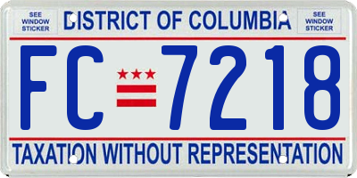 DC license plate FC7218