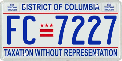 DC license plate FC7227