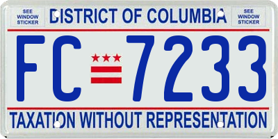 DC license plate FC7233