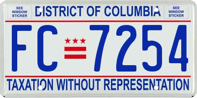 DC license plate FC7254