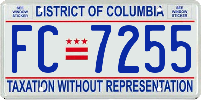 DC license plate FC7255