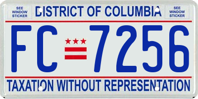 DC license plate FC7256