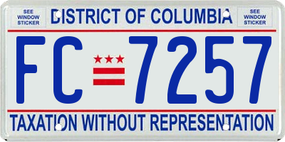 DC license plate FC7257