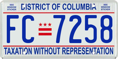 DC license plate FC7258