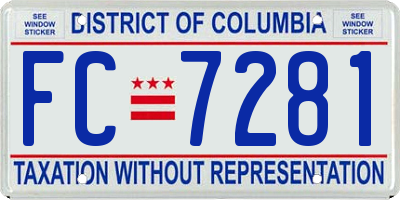 DC license plate FC7281