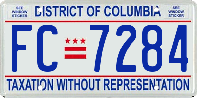 DC license plate FC7284