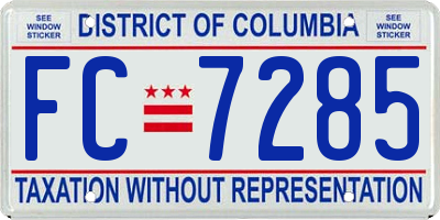 DC license plate FC7285