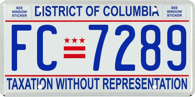 DC license plate FC7289