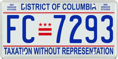 DC license plate FC7293