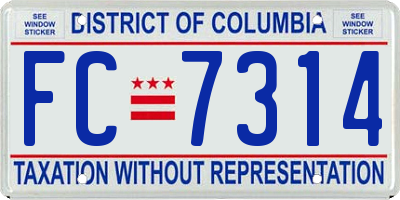 DC license plate FC7314