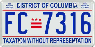 DC license plate FC7316