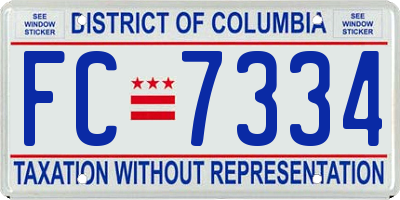 DC license plate FC7334