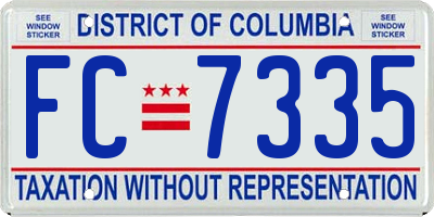 DC license plate FC7335