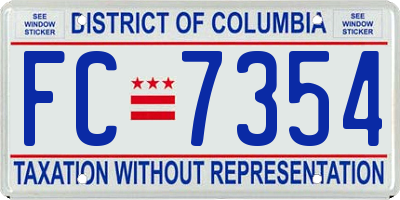 DC license plate FC7354