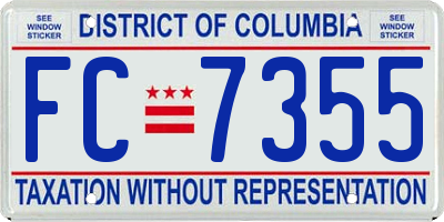 DC license plate FC7355