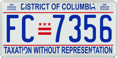 DC license plate FC7356