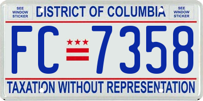 DC license plate FC7358