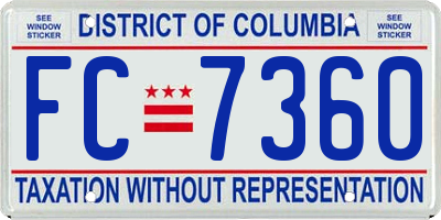 DC license plate FC7360