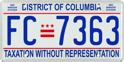 DC license plate FC7363