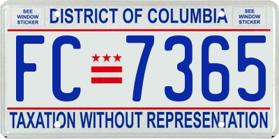 DC license plate FC7365