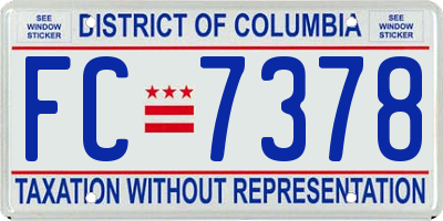 DC license plate FC7378