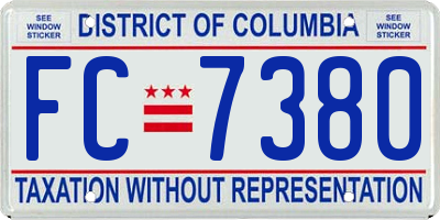 DC license plate FC7380