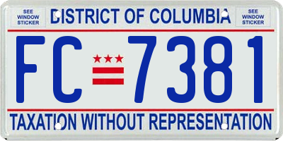 DC license plate FC7381