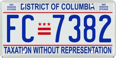 DC license plate FC7382