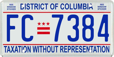 DC license plate FC7384