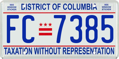 DC license plate FC7385