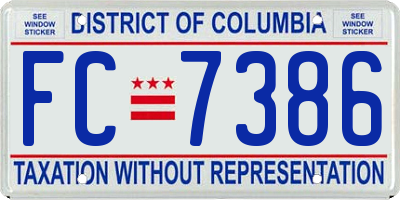 DC license plate FC7386