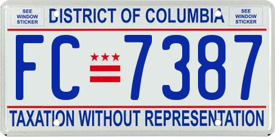 DC license plate FC7387