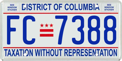 DC license plate FC7388