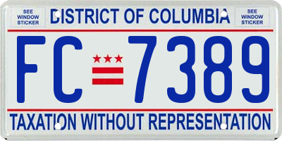 DC license plate FC7389