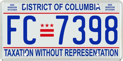 DC license plate FC7398