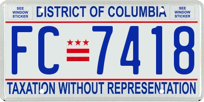 DC license plate FC7418