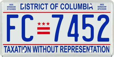 DC license plate FC7452