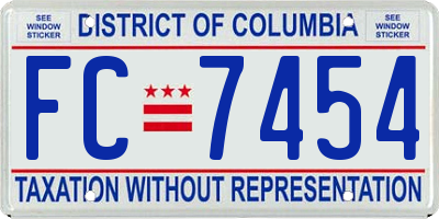 DC license plate FC7454