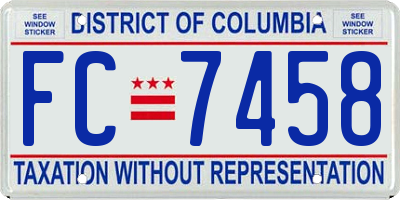 DC license plate FC7458