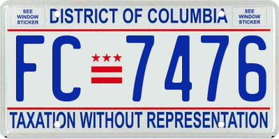 DC license plate FC7476