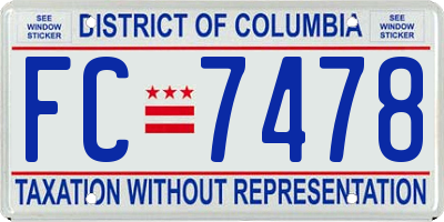 DC license plate FC7478