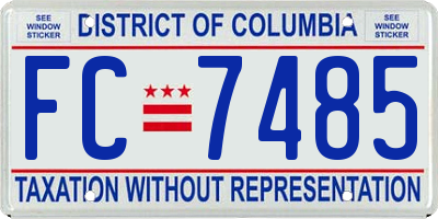 DC license plate FC7485