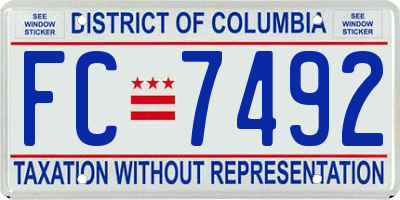 DC license plate FC7492