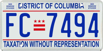 DC license plate FC7494