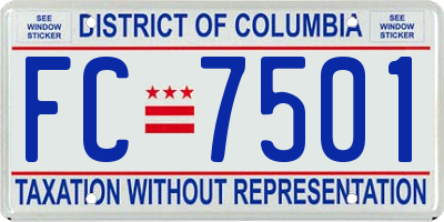 DC license plate FC7501