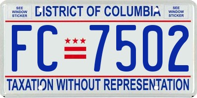 DC license plate FC7502