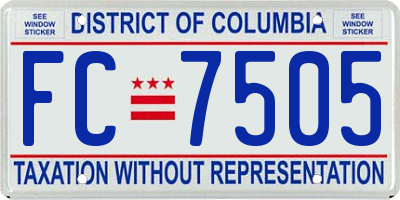 DC license plate FC7505