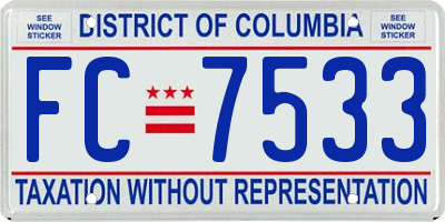 DC license plate FC7533