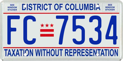 DC license plate FC7534