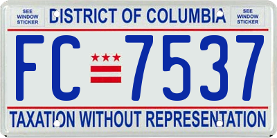 DC license plate FC7537